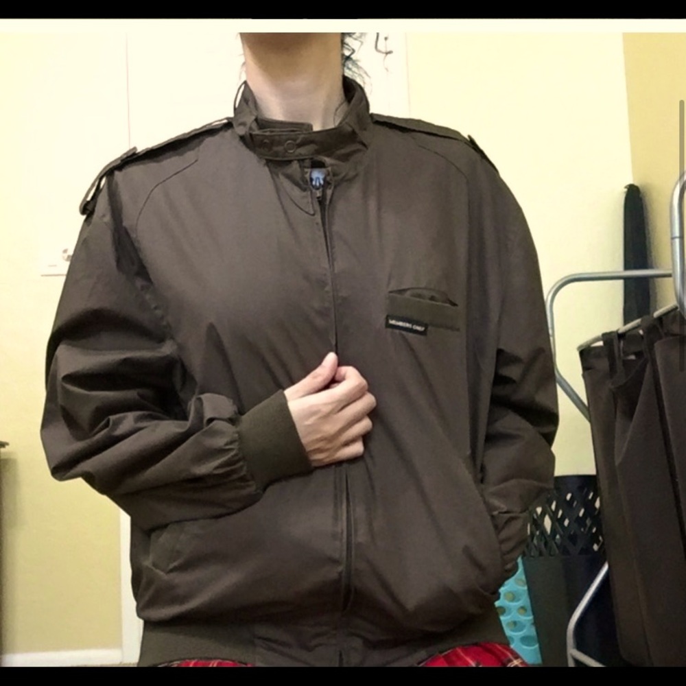 Members Only 80s retro bomber jacket brown